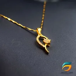 Gold Plated Guaranteed 18/24 inch 01mm V-Cut Chain with New Design Pendant With Flower Necklace for ladies.