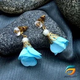 Cotton Drop Earrings for Women Bohemian Style Tassel Earrings With White Stone.