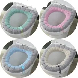 Toilet Seat Pad Toilet Seat Covers with Handle Soft Bathroom Toilet Lid Cover Cushion Thicker Stretchable Washable Universal Size Random Color