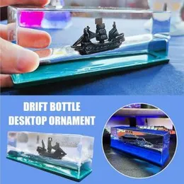 Wave Cruise Ship Decoration Unsinkable Titanic Model In A Clear Motion Bottle For Stress Relief, Office Or Home, Gift&Paperweight-Soothing Blue Liquid