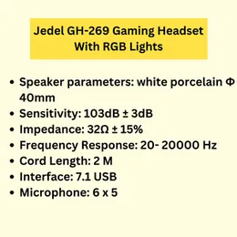 Jedel GH-269 Gaming Headset With RGB Lights GH112 Without RGB.