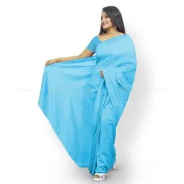 Cyan Blue Vichithra Satin Plain