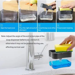 Portable Soap Pump Dispenser and Sponge Holder Convenient Kitchen Dish Soap Dispenser with Integrated Sponge Storage