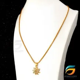 Gold Plated Guaranteed 18/24 inch Fox Chain 02MM with Star Sun Theme pendant Necklace for ladies.