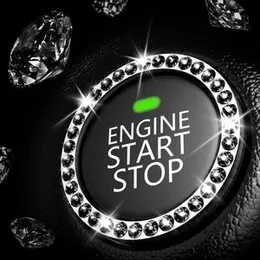 Push Start Button Car Start Stop Button CoverCar Interior Decoration Black Ring Push Start Car Decoration Accessories (1 PCS)