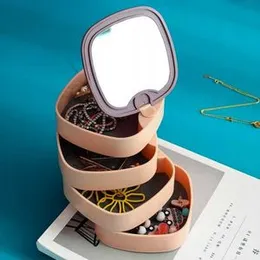 Rotating jewellery box 4 layer jewellery organiser makeup mirror