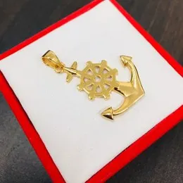 Gold Plated Master Gold Anchor With Dharmashakra Pendant Big Size For Women.