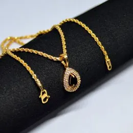 Gold Plated 21 Inch Chain With  Pendant Crystal White Stone For Women