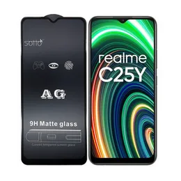 Realme C25Y Stylish Full Cover Matte Texture High Quality 2024 New Design MTB tempered Glass Protector Frosted Glass for Realme C25Y