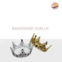 Crown Topper – Black Stones | 12cm Diameter × 6cm Height | Elegant Cake Ornament in Gold or Silver