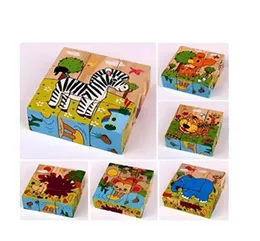 6-in-1 Wooden Block Puzzle for Kids, 9 Piece Colourful Wooden Block Toy for Kids Picture Puzzle, Available in Different Theme
