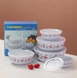 Enamelware Storage Bowl Set /Food Container 5pcs