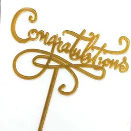 Congratulation Party Cake Decoration Cake Topper Plastic Gold Congratulation Topes
