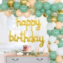 Birthday Decoration Balloon set Green With Foil effect