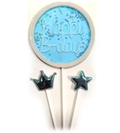 Party Cake Topper Shine Emboss Cake Toppers Plastic Happy Birthday Toppers