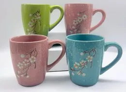 Sakura Flower Series Coloured Porcelain Coffee  Tea Mug (Assorted Colour)