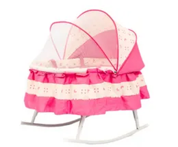 BabyLand HC303 Luna Cotton Cradle with Net and Spring Pink