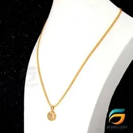Gold Plated Guaranteed 18/24 inch 02mm Bismark Chain with Small Derana Pendant Necklace for ladies.