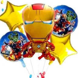 5 Pcs Foil Ballons Iron Man Birthday Party Decorate