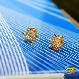 Gold Plated Small Star Earrings With White Stone for Women.