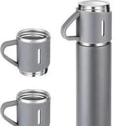 Treasure 500ML Vacuum Flask Set Vacuum Flask Set with 3 Cups Stainless Steel Vacuum Flask Set Coffee Mug Travel Mug Colour-Multicolor