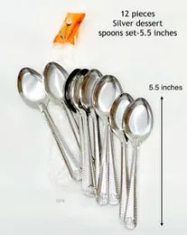 12 pcs Silver dessert spoon set 5.5 inch