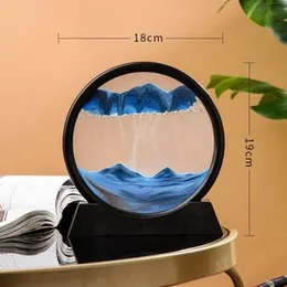 3D Moving Sand Art Picture Round Glass Deep Sea Sandscape Hourglass Quicksand Craft Flowing Sand Painting Office Home Decor Gift.