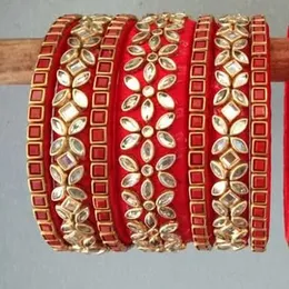 silk thread Handmade bangle red and gold