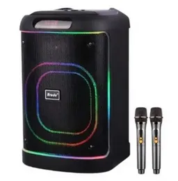 Brodu BTS-2105 Bluetooth Karaoke Speaker with 8-Inch Speaker, Dual Wireless Microphones, RGB Lights & Multiple Inputs