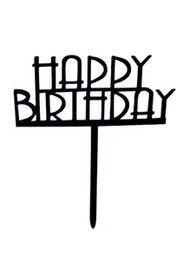 Party Cake Decoration Cake Topper Plastic Black Happy Birthday Cake Toppers