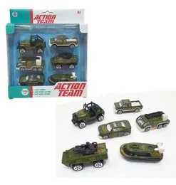 6 Pcs Action Team Die Cast Army Vehicles Set - 1:64 Scale Free Wheel Action Army Force Military Car Set for Kids