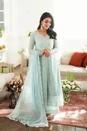 Serene Mint Embroidered Net Pakistani Suit