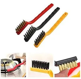 Cleaning Materials - 3pcs Mini Wire Brush Set, Rust Paint Metal Cleaner, Cleaning Welding Slag and Rust, Handy Steel/Nylon/Brass Brush