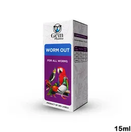 Gem Pharma Worm Out – 15ml for Birds Effective Deworming for Roundworm, Tapeworm & Flatworm Control