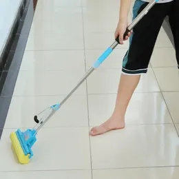 Stainless Steel Floor Cleaning Squeeze Sponge Mop Adjustable Telescopic Magic Wiper Swab