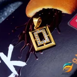 Gold Plated Pendant Medium Box Pendant With White Stone Fashion Stylish Rich Look Pendant.