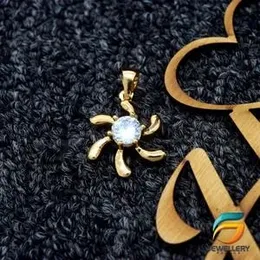 Gold Plated Pendant Flower Theme For Ladies With White Stone Stylish Rich Look Pendant.