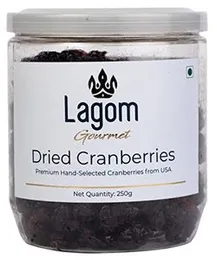 Lagom Gourmet Dried Cranberries 250g | Gluten Free | Vegan | Plant Based | Non GMO | Cranberry Dry Fruit