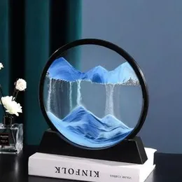 7 Inch Big 3D Moving Sand Art Picture Round Glass Deep Sea Sandscape Hourglass Quicksand Sand Painting Office Home Room Decor Gifts Random color