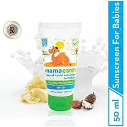 mamaearth mineral based sunscreen for babies Calendula & Zinc Oxide SPF 20+