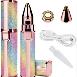 Rechargeable LED Light 2-in-1 Eyebrow Trimmer Painless Hair Removal Solution for Women Suitable for Lip Chin and Bikini Area