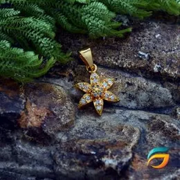 Gold Plated Pendant Flower Design Pendant For Ladies With White Stone Fashion Stylish Rich Look Pendant For Women.