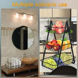 3 Tier Countertop Fruit Basket,Portable Fruit Bowle Basket,Detachable Metal Rectangle Basket Storage for Kitchen Organizer Storage & Dining Room Fruit
