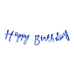 Happy Birthday Shine Letter Cardboard Banner Blue Party Decoratings