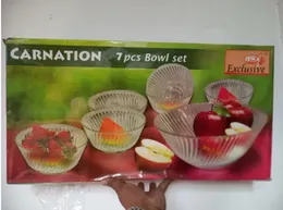 7pc glass bowl set carnation bowl for serving dishes kitchen bowl