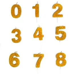 Happy Birthday Party Shine Glitter Gold Number Candle Cake Decoration