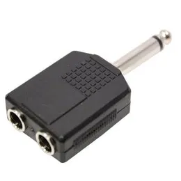Audio Adapter 6.3mm Stereo Audio Jack Male to 2x 3.5mm Stereo Female