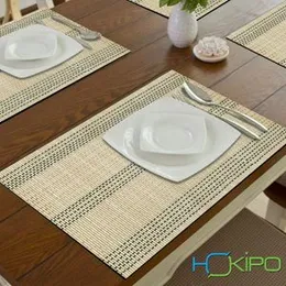 HOKIPO Reversible Bamboo Placemats Set Of 4 Table Mats, 45X30 Cm, (Ar13), Beige