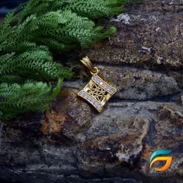 Gold Plated Pendant Two Line Stone Box Pendant Fashion Stylish Rich Look Pendant For Women.