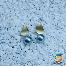 Gold Plated Earring Geometric Triangle Metal Dangle Earrings With Multicolor Pearl For Women